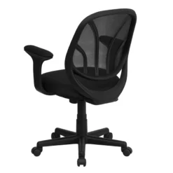 Y-GO Chair Mid-Back Black Mesh Swivel Task Chair With Arms - By Flash Furniture - Madison Seating -furniture Shop Y GO Chair Mid Back Black Mesh Swivel Task Chair with Arms by Flash Furniture 2